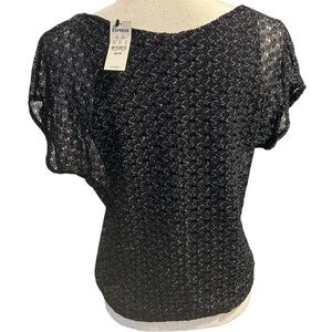 {Express} Black Metalic Sparkle Layered Blouse